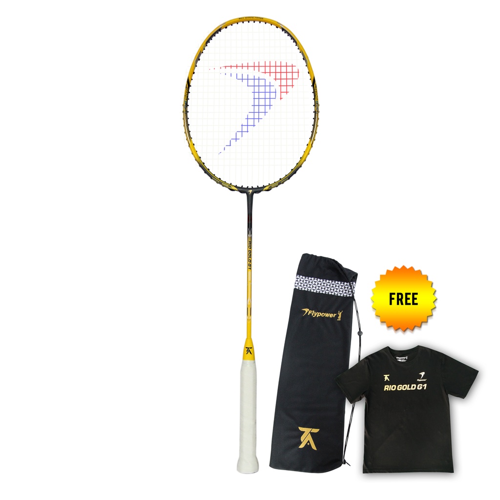Jual Flypower Rio Gold G1 Raket Badminton - Yellow Grey Free Cover Kain ...