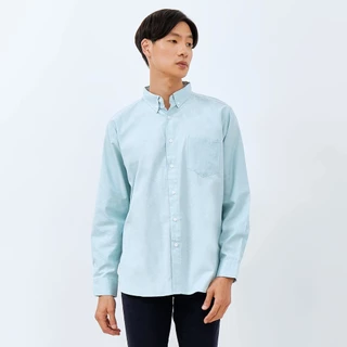 M231 Kemeja Pria Basic Polos Oxford Panjang Hijau 1456O