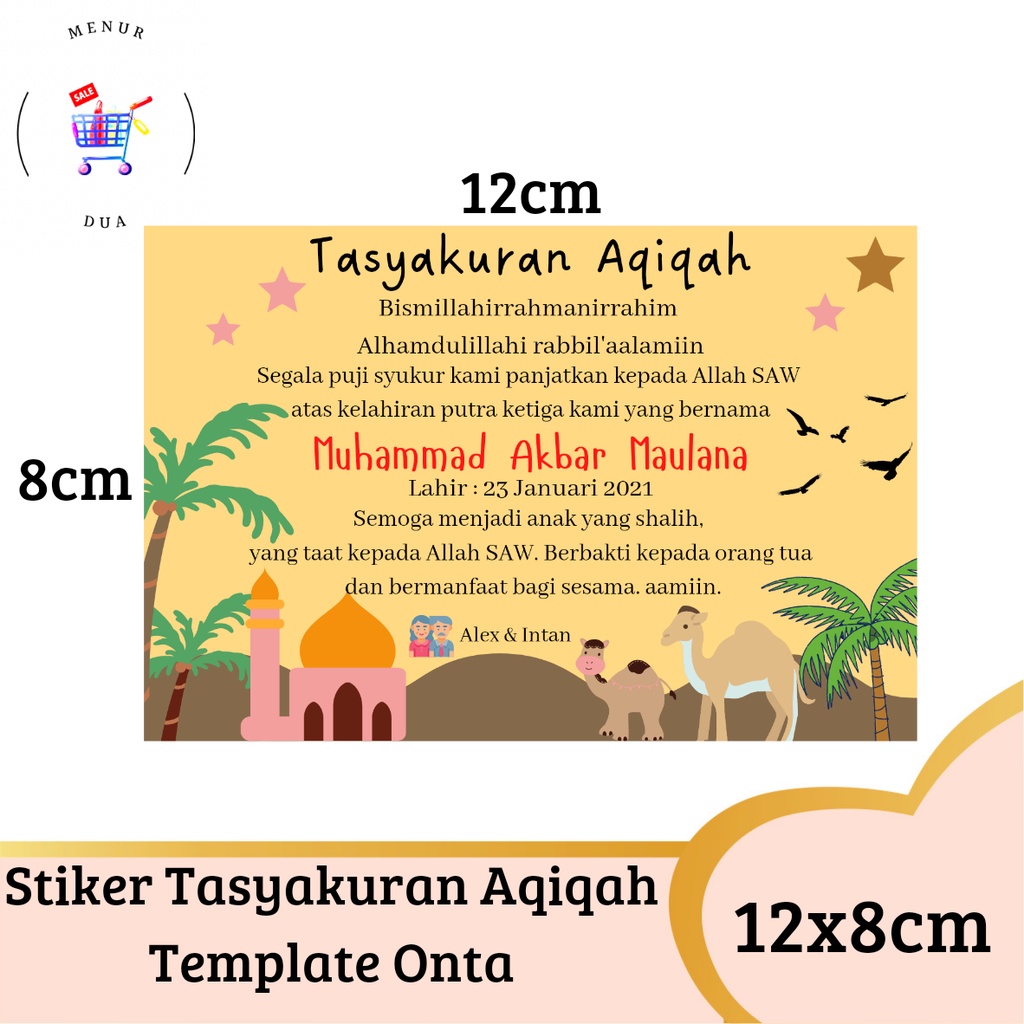 Jual Stiker Tasyakuran Aqiqah Kelahiran Custom Tema Onta Shopee Indonesia