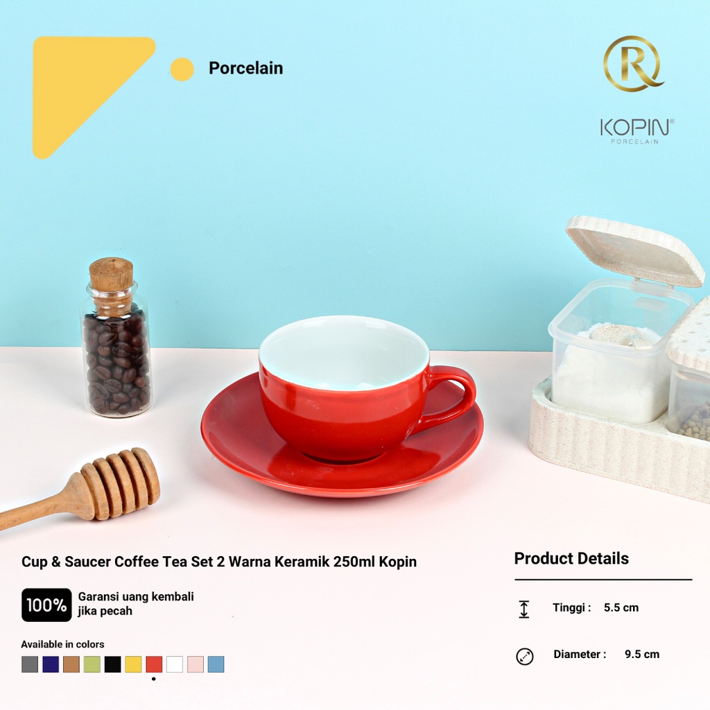 Jual Cup And Saucer Coffee Tea Set 2 Warna Porcelain Keramik 250ml Kopin Shopee Indonesia 4793