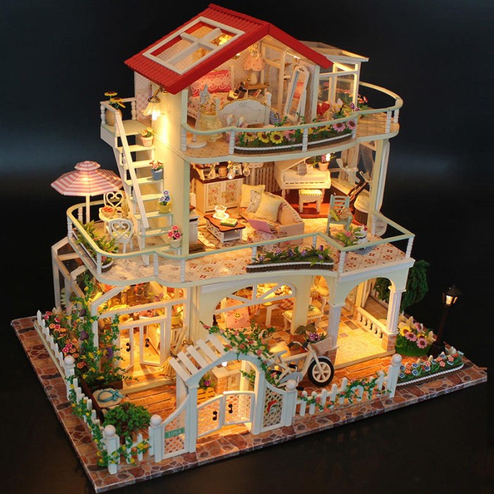 Jual DIY Miniature Dollhouse 3D House of Large Villa Series | Shopee ...