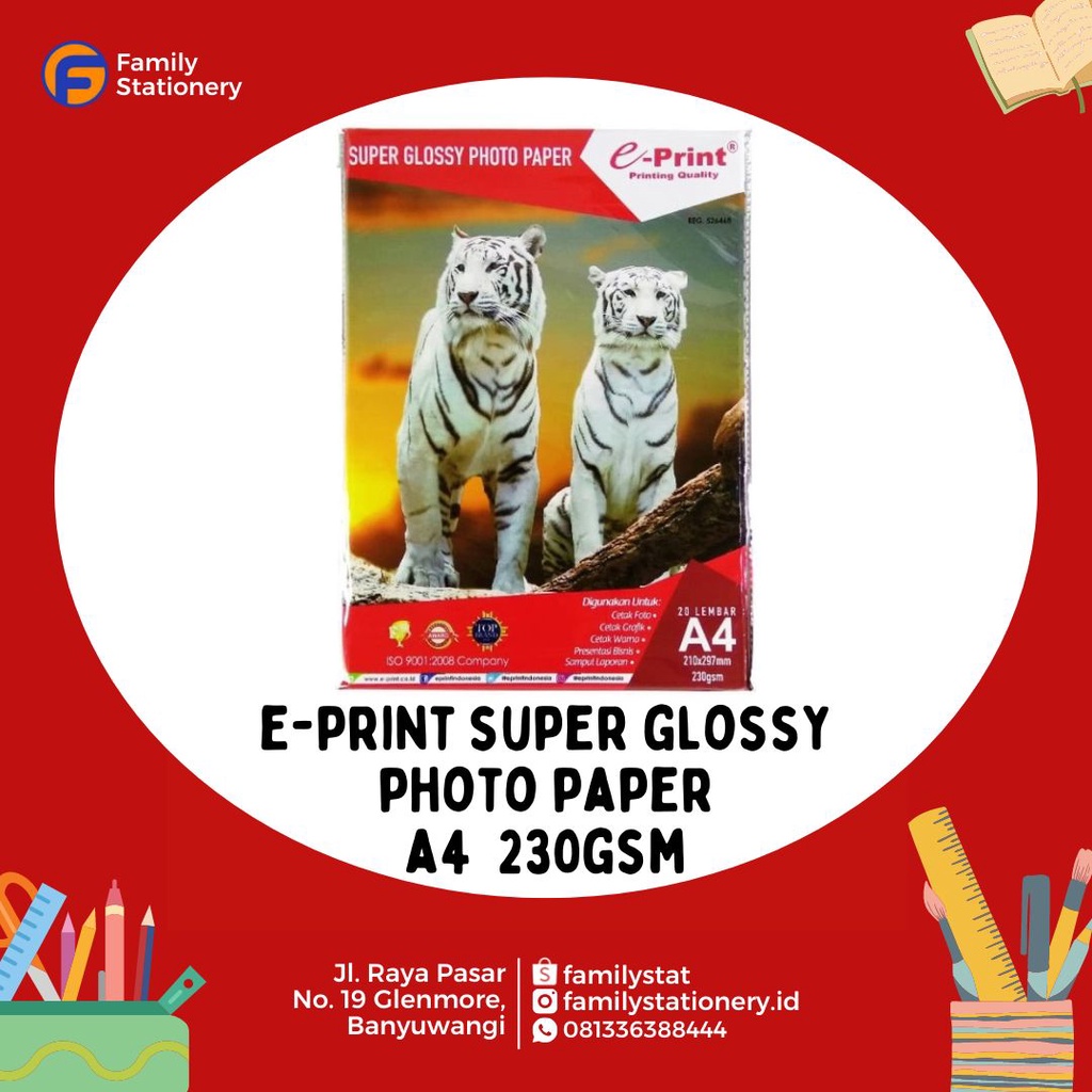 Jual Kertas Foto Super Glossy / Glossy Photo Paper A4 230gsm EPrint isi 20pcs Shopee Indonesia