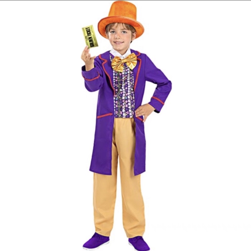 Jual kostum willy wonka cosplay halloween | costume charlie and the