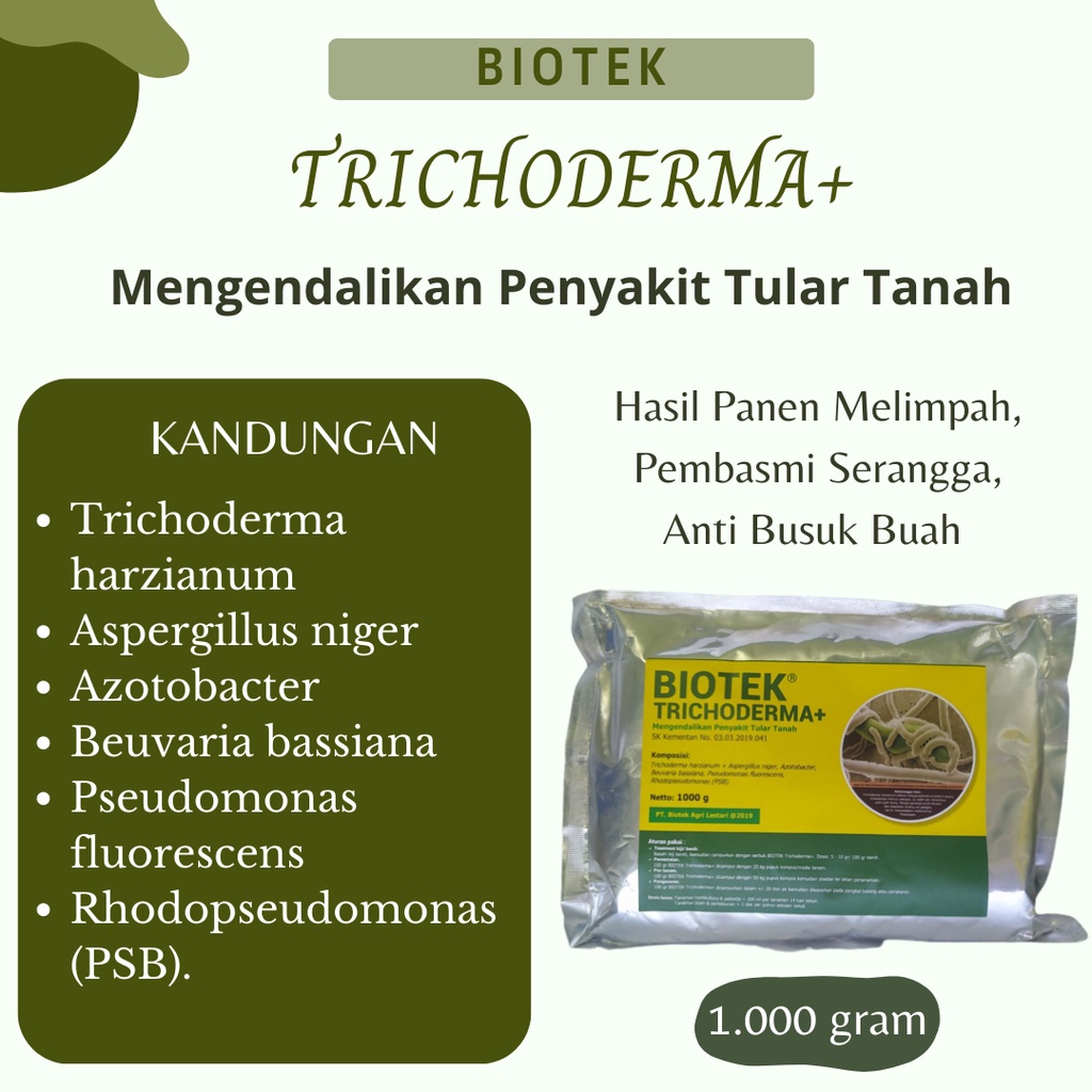 Jual BIOTEK TRICHODERMA 1 KG Pencegah Layu Fusarium, Tricoderma + Pupuk ...