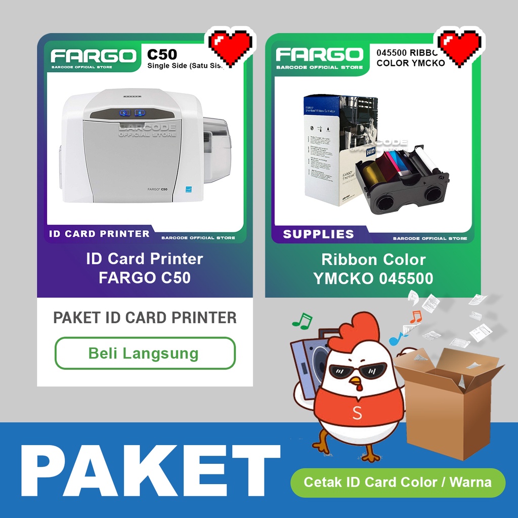 Jual Paket Printer ID Card Fargo C50 + Ribbon Warna YMCKO 045500 ...