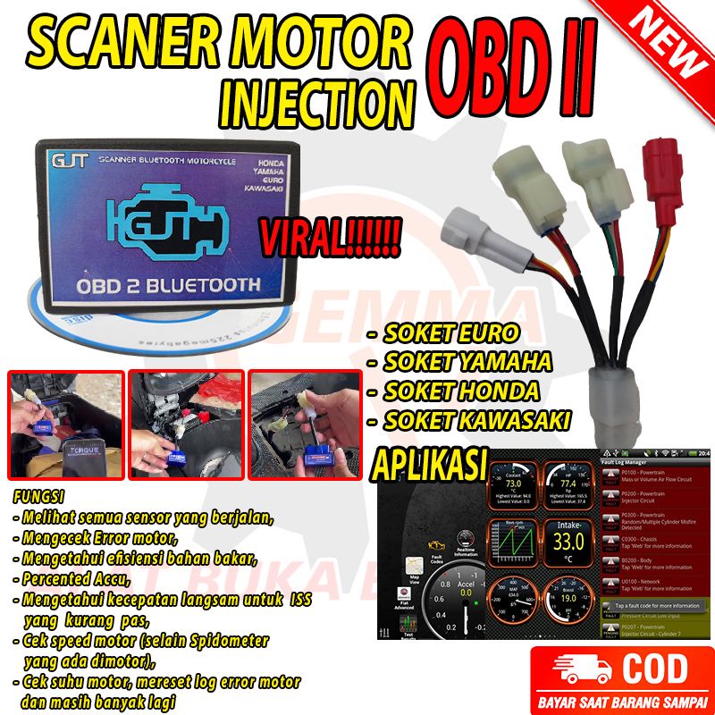 Jual Scanner Motor Injeksi OBD 2 EURO 5 Versi Android dan Laptop ...