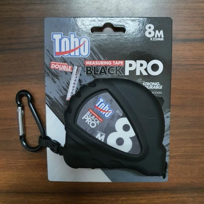 Jual TOHO METERAN BODY KARET 8M X 25MM MEASURING TAPE BLACK PRO 8 METER ...