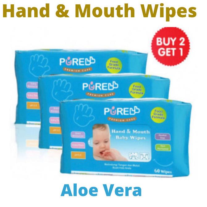 Jual Pure Baby Purebaby Hand & Mouth Baby Wipes 60s (BUY 2 GET 1 ...