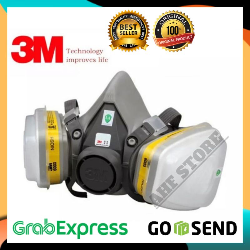 Jual 3M 6200 + 6003 Masker Respirator Full Set ORIGINAL Half Face ...