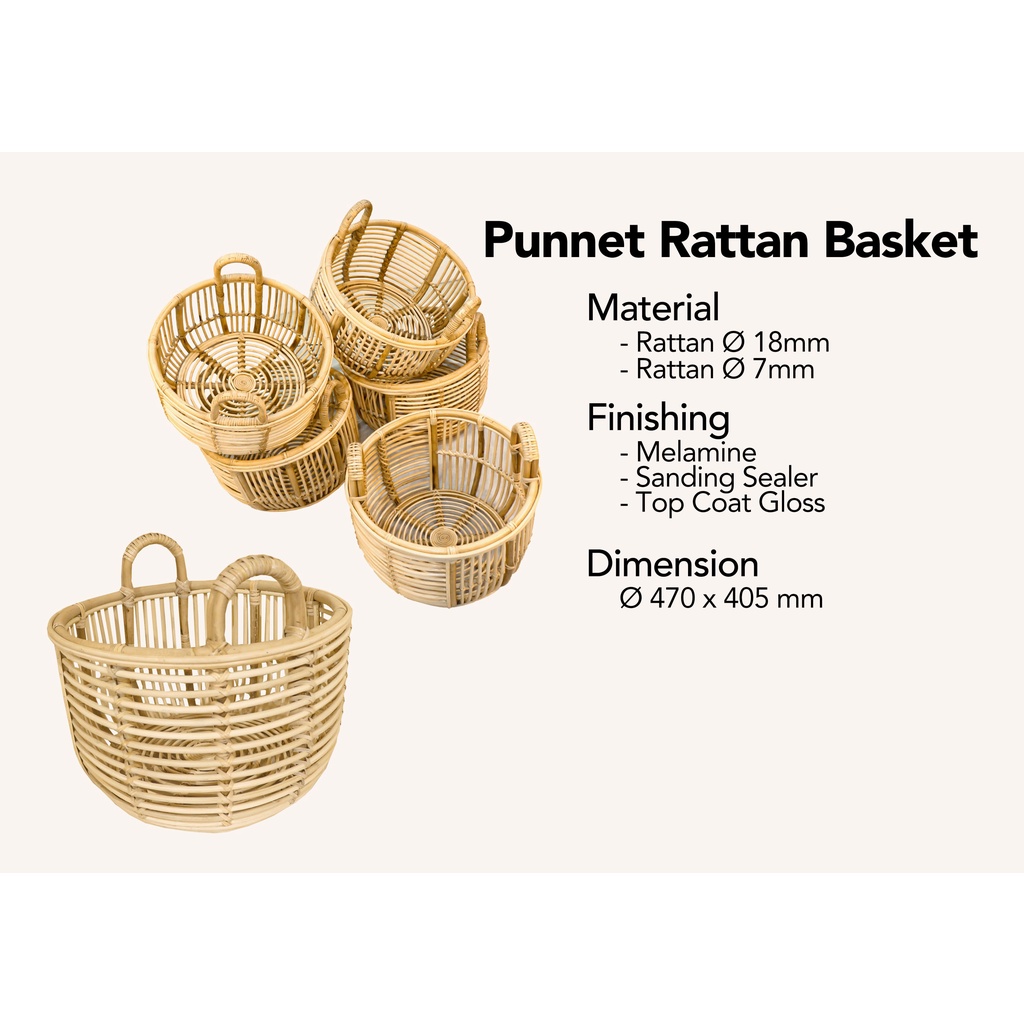 Jual BMN LIVING - Punnet Rattan Basket | Shopee Indonesia