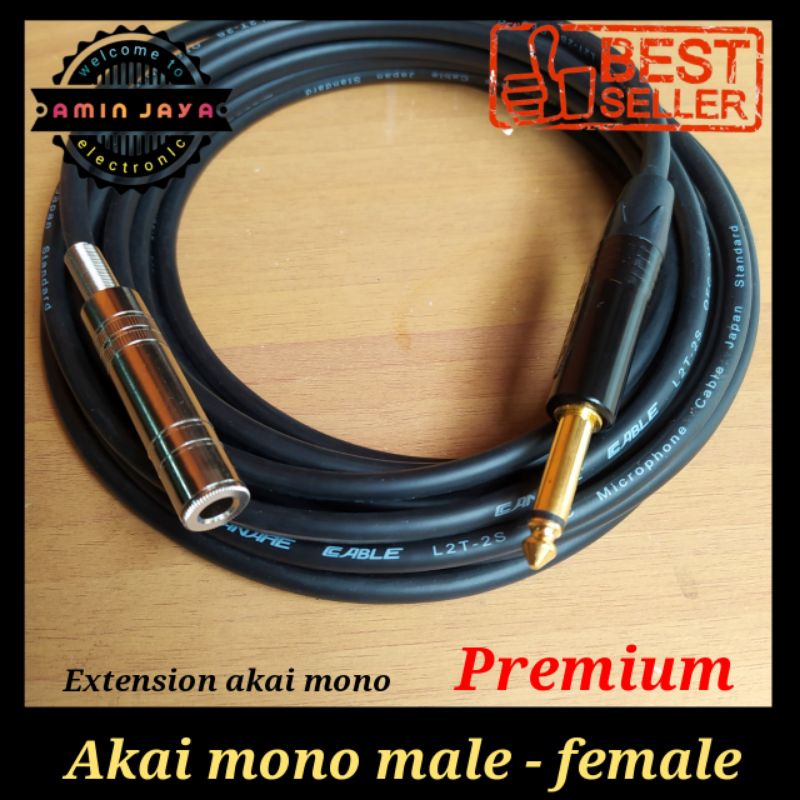 Jual Kabel sambungan microphone premium jack akai mono 6,5 male to
