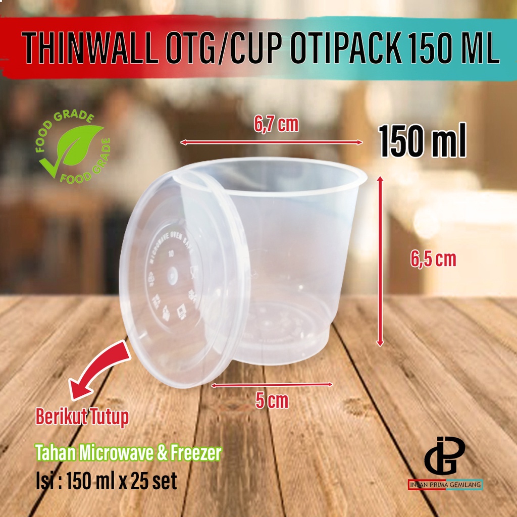 Jual Thinwall Cup Otg 150 Ml 25 Pcs Otipack Tempat Saus Cup Puding Shopee Indonesia 6795