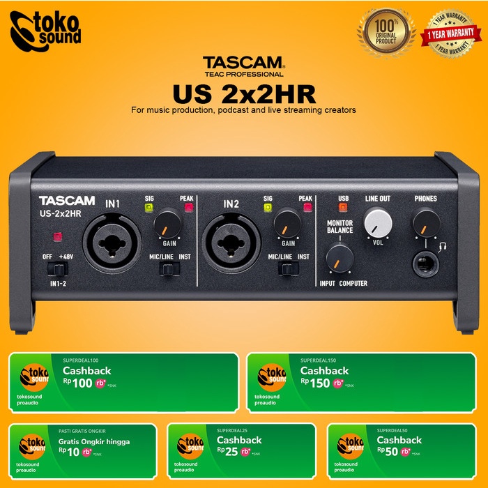 Jual TASCAM US 2x2 (USB AUDIO INTERFACE) | Shopee Indonesia