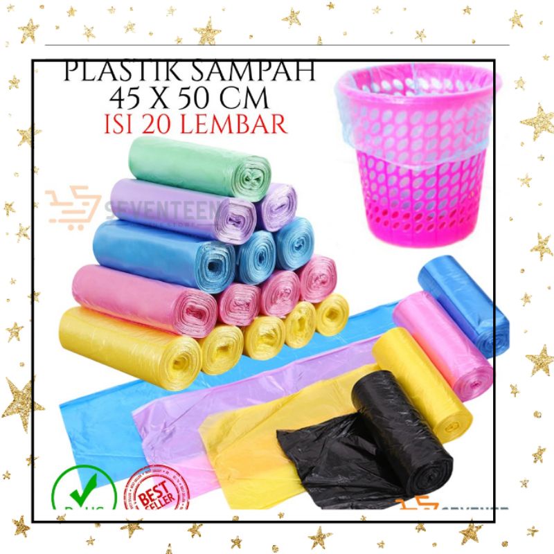 Jual Kantong Plastik Sampah Roll Dengan Tali 45x50cm Isi 15 Lembar Kantong Plastik Gulung 9345