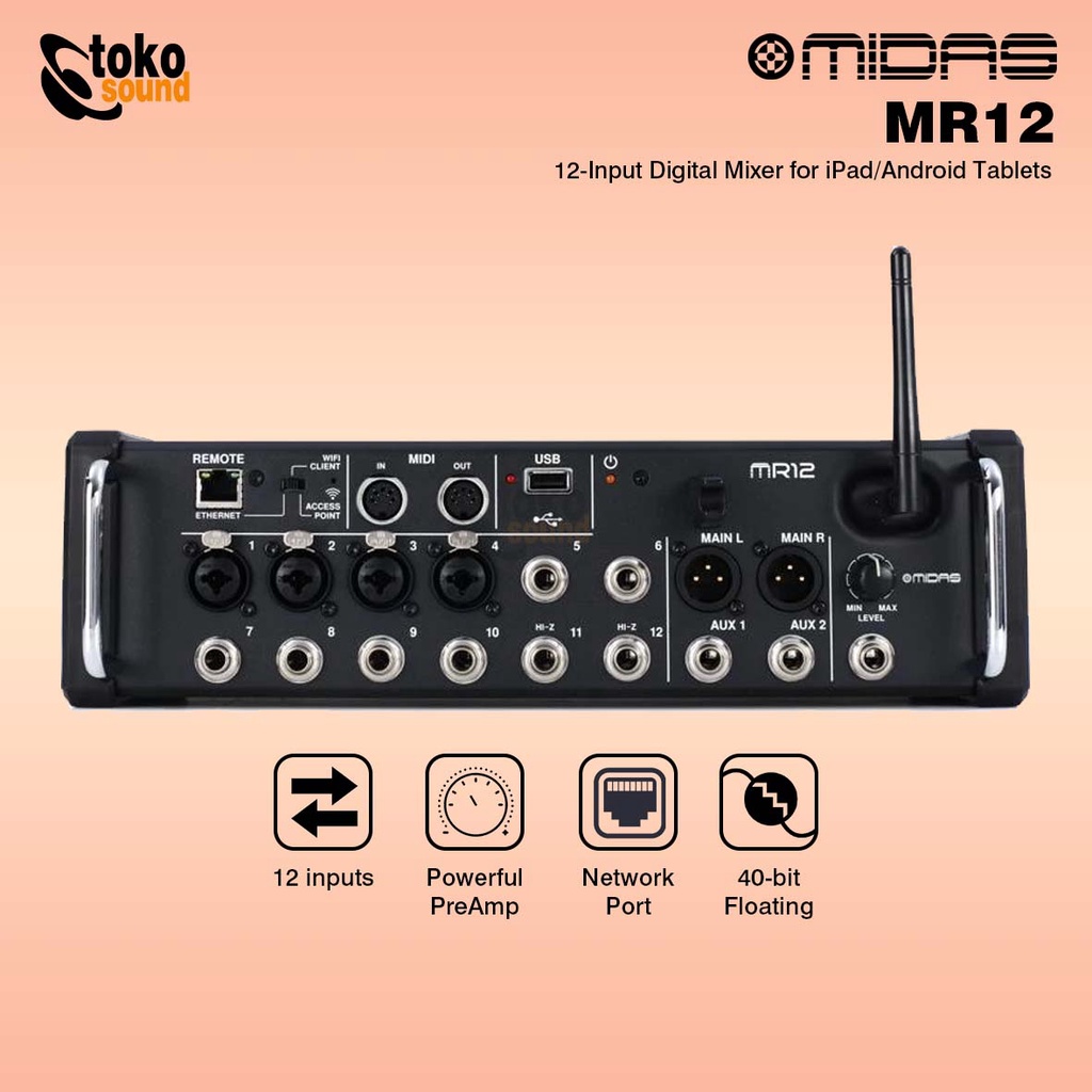 Jual Midas MR12 12 Channel Tablet Controlled Digital Mixer Shopee
