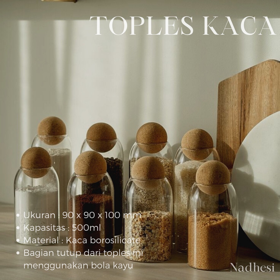 Jual Toples Kaca Tutup Kayu Toples Kaca Bening Tutp Bola Kayu Ml Shopee Indonesia