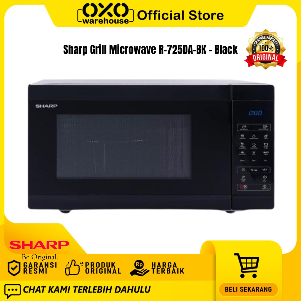 Jual Sharp Grill Microwave R-725DA-BK Black 25 Liter Low Watt Hemat ...