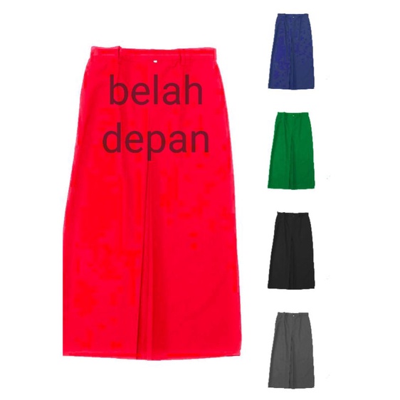 Jual ROK PANJANG BELAH TENGAH/PLOI DEPAN Sekolah Kerja Putih Hitam Abu ...