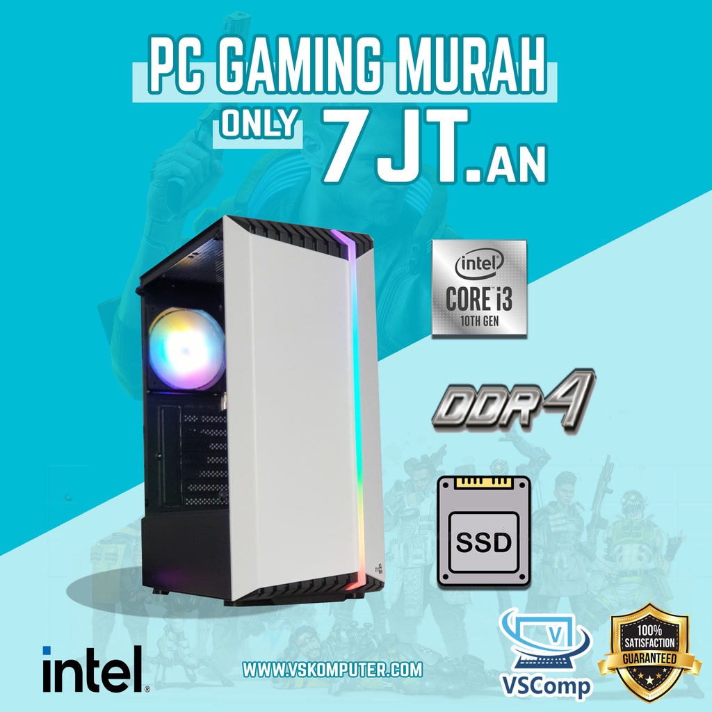 Jual PC Gaming Core i310100F Gen 10th 8GB GTX 1050TI 4GB GDDR5