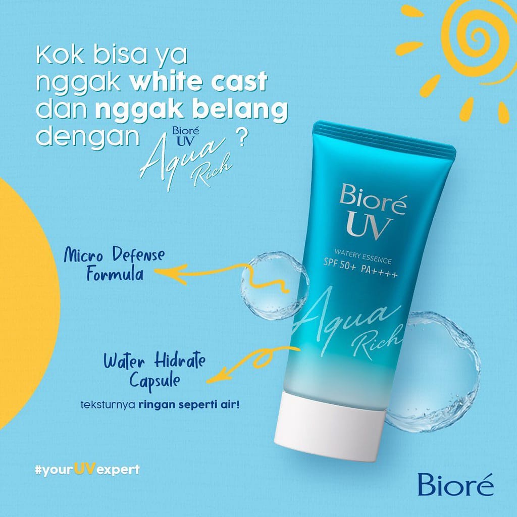 Jual Biore UV Aqua rich watery sunscreen SPF 50 PA++++50gr ori jepang