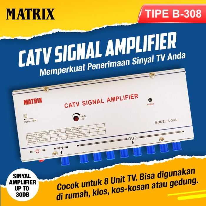 Jual BOOSTER MATRIX CATV SIGNAL AMPLIFIER MODEL B-308 8 WAY | Shopee ...