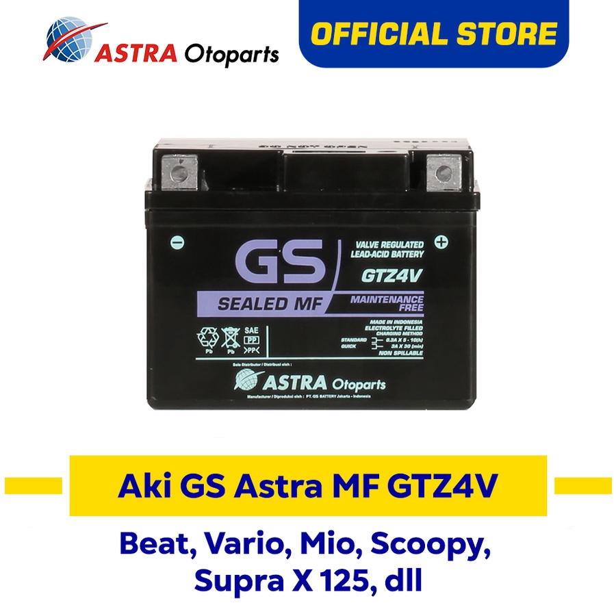 Jual Aki Motor GS ASTRA GTZ4V Beat, Vario, Mio, Scoopy, Supra X 125