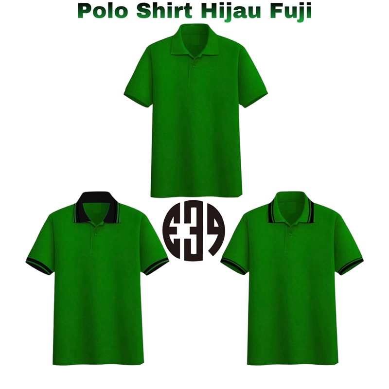 Jual Kaos Polo Shirt Hijau Fuji Polos Lengan Pendek Kaos Kerah Kombinasi List Stripe Hijau