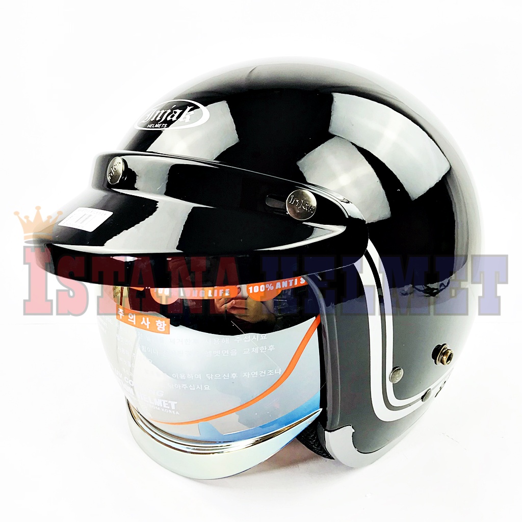 Jual HELM INJAK RETRO VISOR 06 ROUND BLACK-SILVER ORIGINAL | Shopee ...
