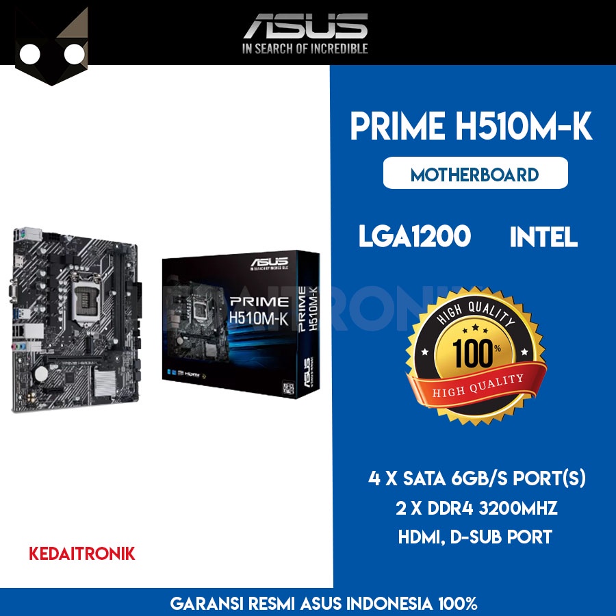 Jual Motherboard Asus PRIME H510MK mATX LGA1200 HDMI DSub ASUS