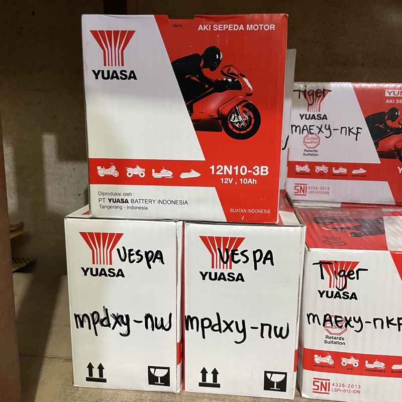Jual Accu YUASA 12N10-3B 10 Ah Aki Basah 10 Amper Aki Vespa PX150 Excel