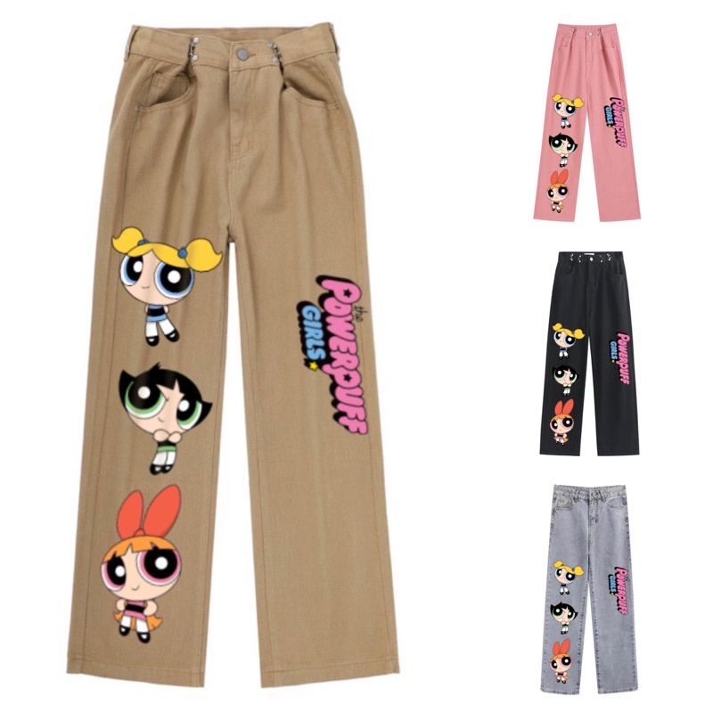 Jual POWERPUFF JEANS / JEANS MOTIF / PRINTED JEANS / jeans gambar