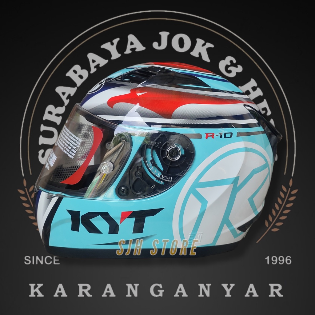 Jual Helm KYT R10 Aquamarine flat visor ( ongkir 2 kg ) Shopee Indonesia
