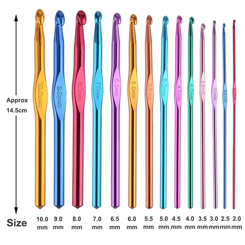 Jual Hakpen Jarum Rajut Aluminium ( Crochet Hook Set Hokpen ) | Shopee ...