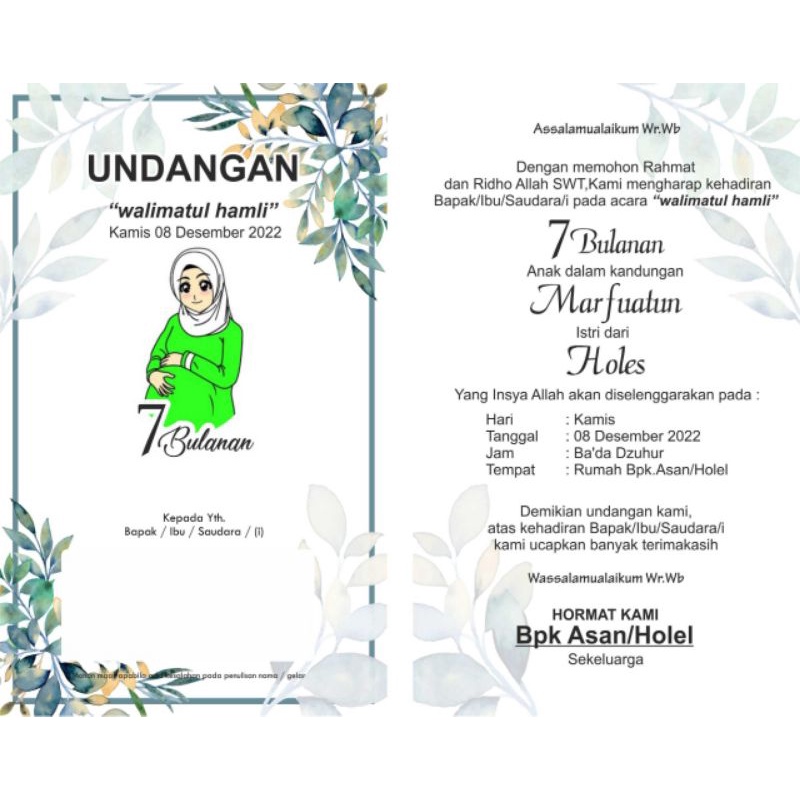 Jual cetak Undangan 7 bulananan 3 bulanan | Shopee Indonesia