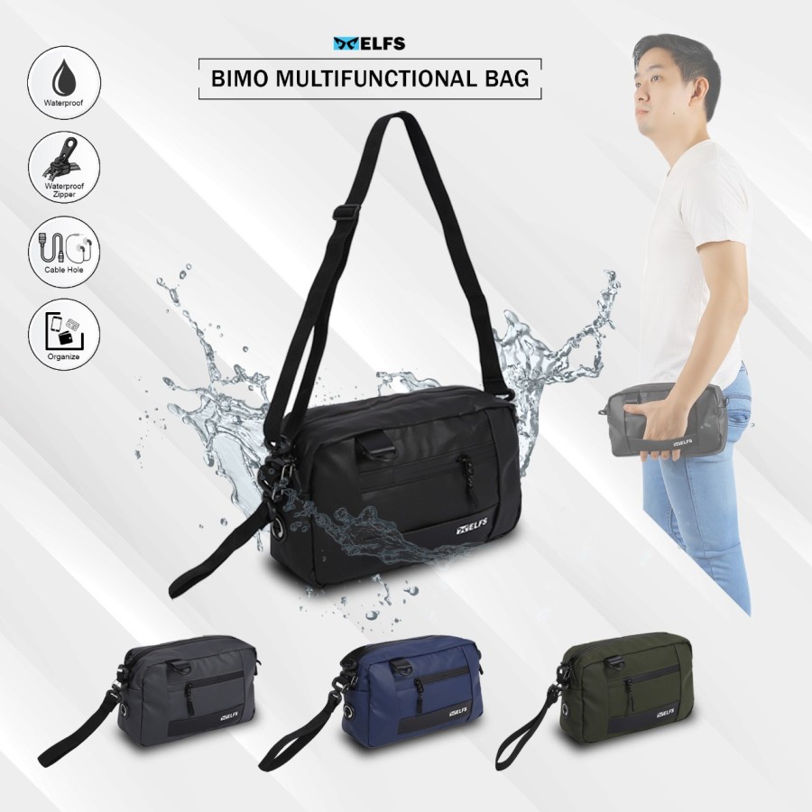 Jual Tas Selempang Pria ELFS BIMO Anti Air Multifungsi Waterproof Sling ...