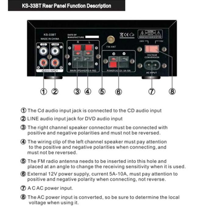 Jual Audio Amplifier Bluetooth Eq Home Theater Fm 1000W Ks33Bt