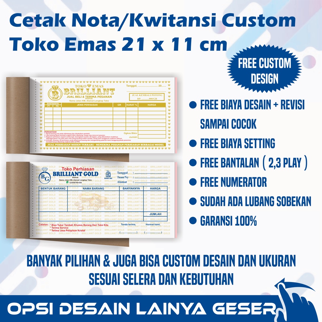 Jual Nota Kwitansi Toko Emas Custom Ukuran X Cm Surat Jalan Dll