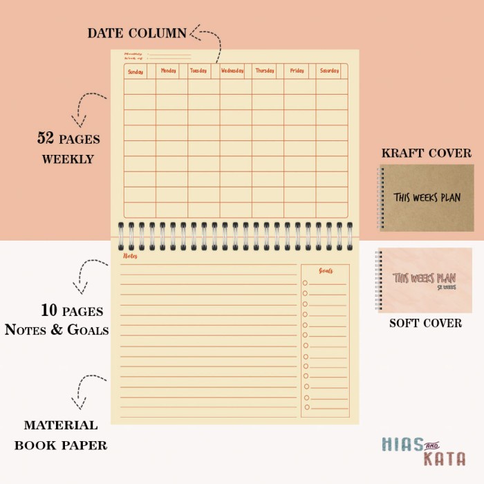 Jual Agenda Weekly Planner Book Paper Notes Goals Buku Agenda Planner ...