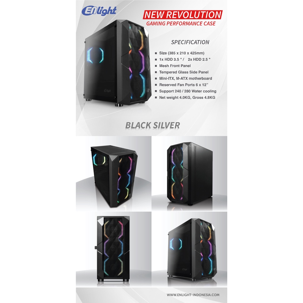 Jual Enlight Black Master | PC Casing Komputer Gaming Micro ATX | Case ...
