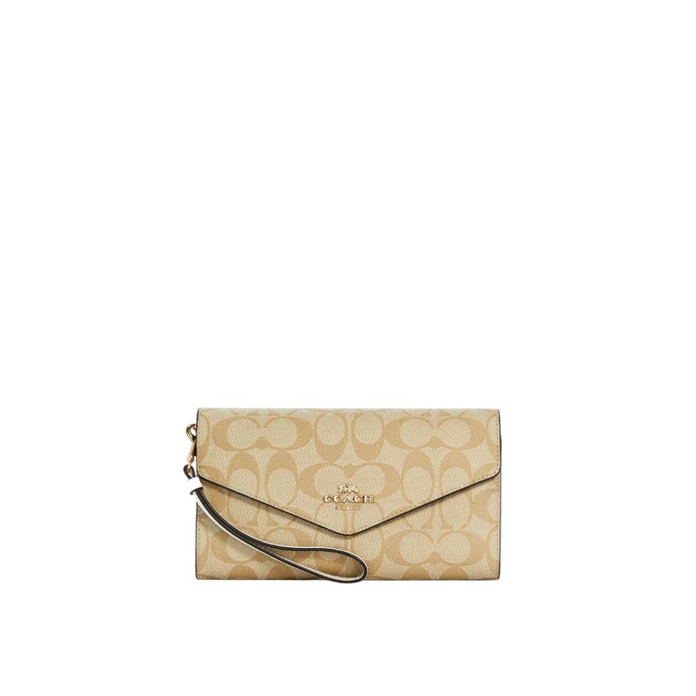 Jual COACH Travel Envelope Wallet In Signature Canvas Khaki Chalk ...