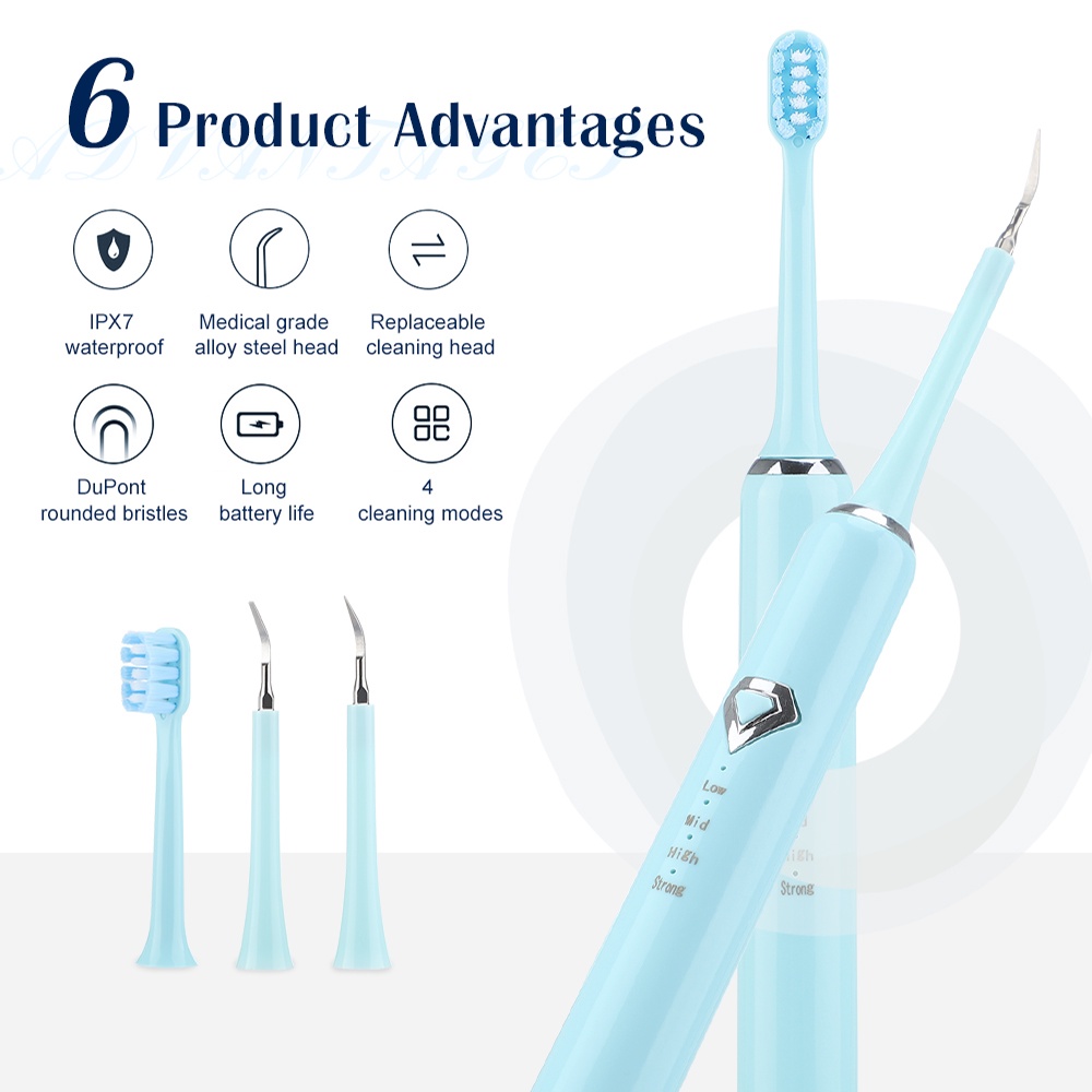 Jual 2 in 1 Electric Ultrasonic Sonic Dental Scaler USB Toothbrush ...