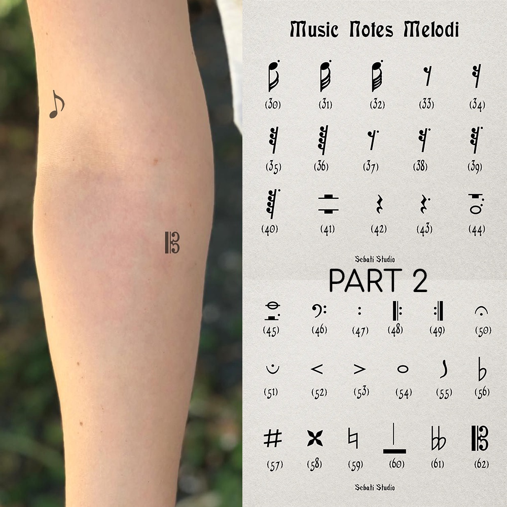 Jual Music Notes Melodi Tato Temporer Waterproof | Tattoo Temporary ...