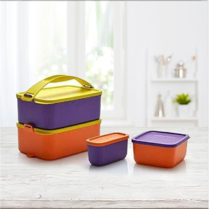 Jual TUPPERWARE CLICK TO GO DEEP SET / RANTANG 2SUSUN UNGU OREN ...