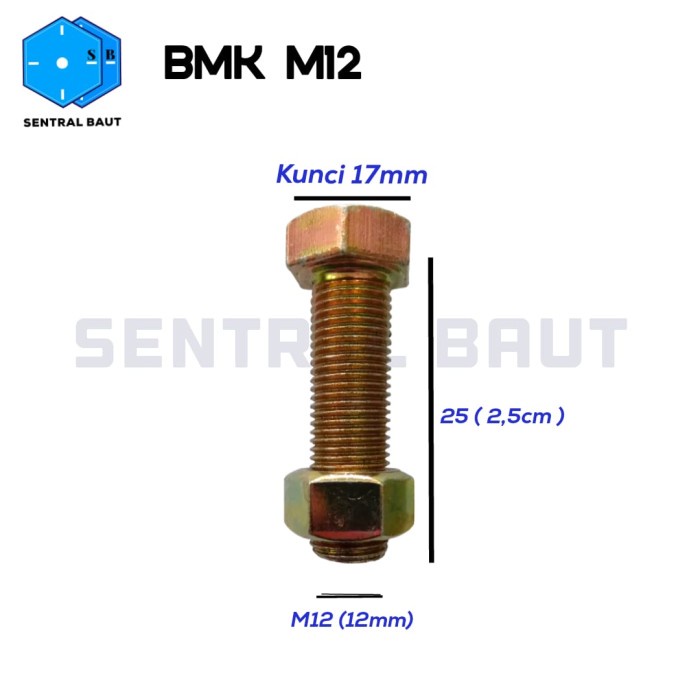 Jual Baut Mur Kuning (BMK) M12 ECER | Shopee Indonesia