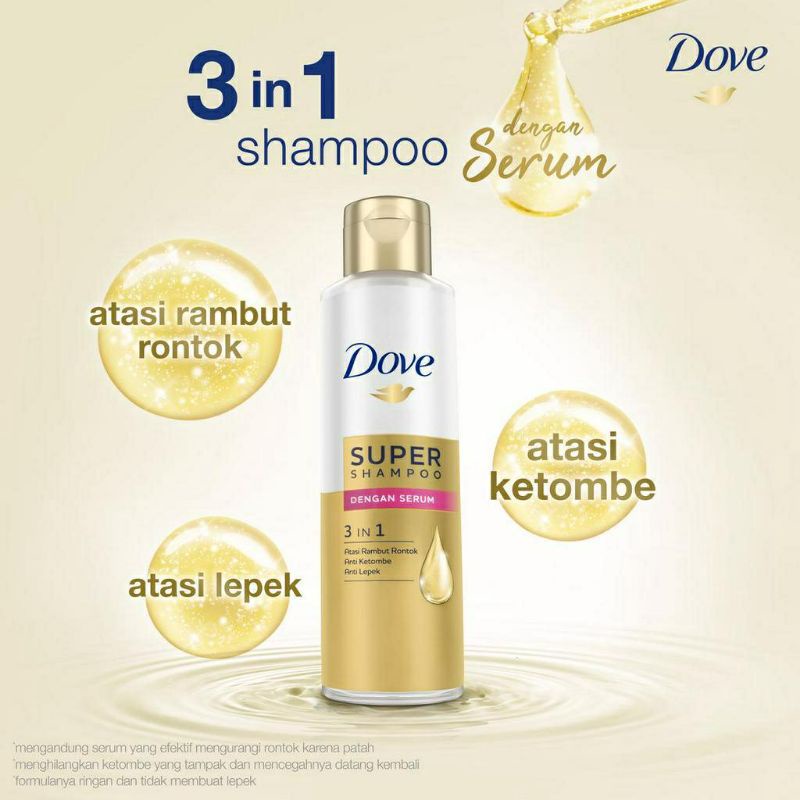 Jual Dove Super Shampoo 3in1 Anti Rontok + Anti Ketombe + Anti Lepek