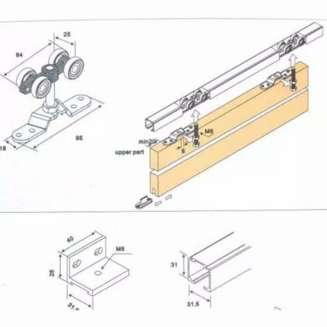 Jual Rel Pintu Geser Sliding Door J Cm Premium Shopee Indonesia