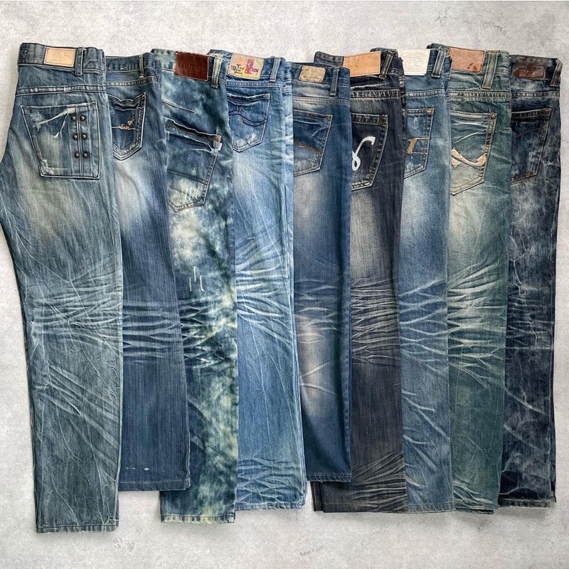 Jual DENIM FADING CELANA BLUE JEANS RIPPED JEANS SELVEDGE Shopee