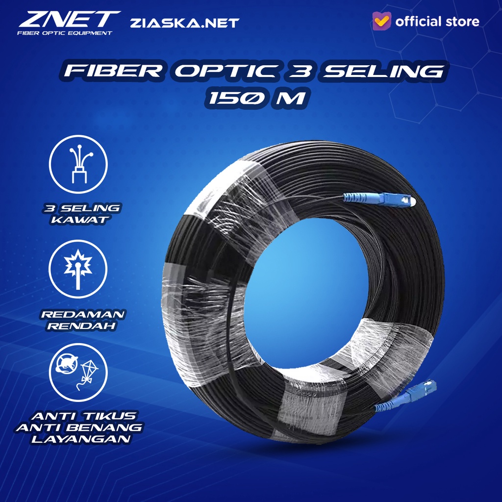Jual Kabel Fiber Optic 50 70 100 150 200 250 300 M 3 seling 1Core ...