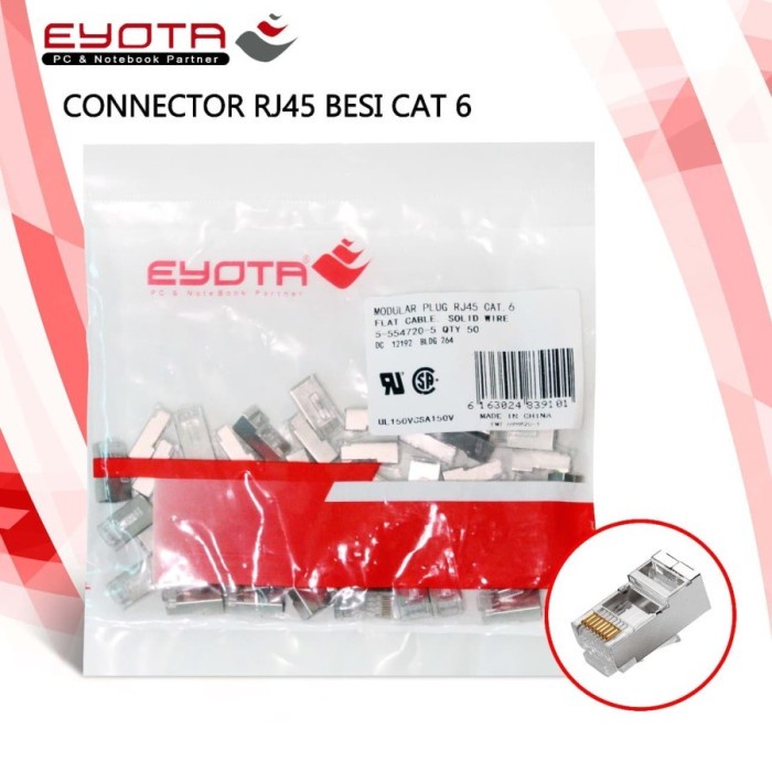Jual Eyota Konektor UTP RJ45 Cat 6 Besi Isi 50Pcs | Shopee Indonesia