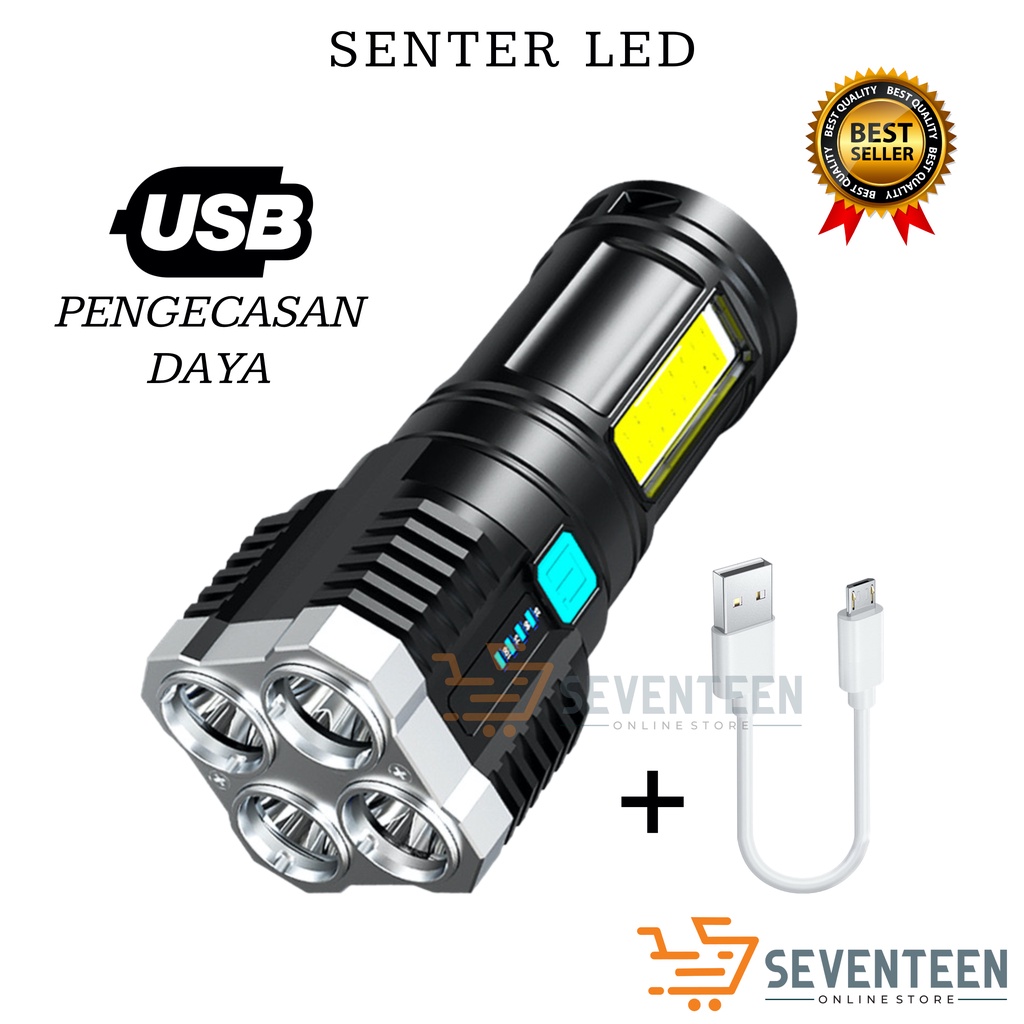 Jual SEVENTEEN SENTER 4 LED COB SENTER 4 MODE JARAK JAUH SUPER TERANG ...